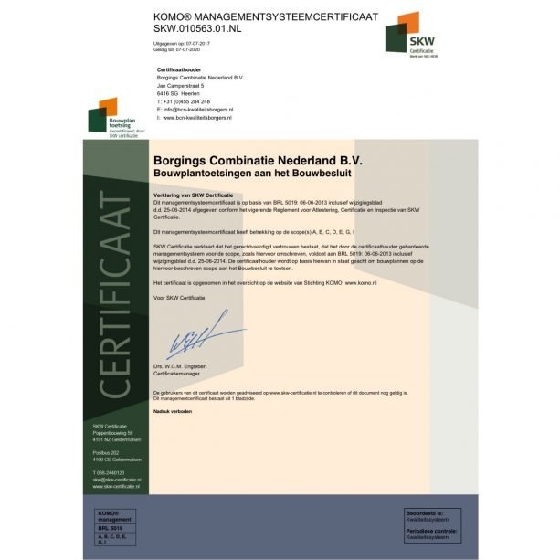 SKW-certificaat BRL5019-BCN-070717
